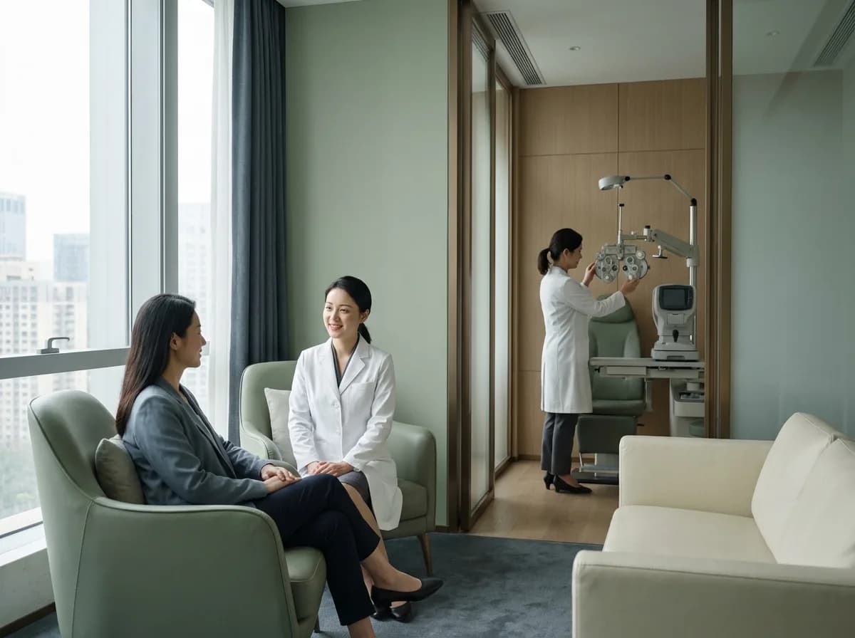 Photorealistic scene of an ophthalmology diagnostics environment in Beijing