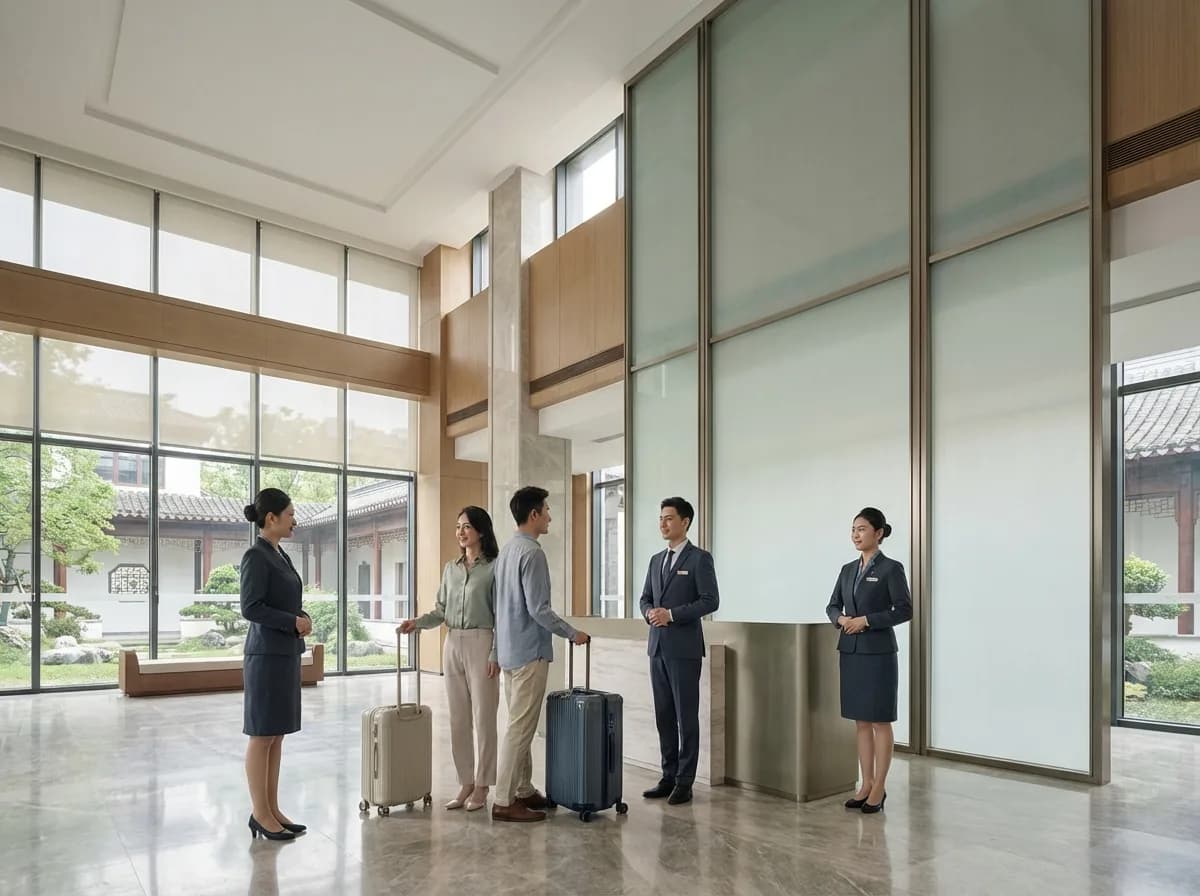 Photorealistic scene comparing trusted hospitals in Shanghai and Beijing