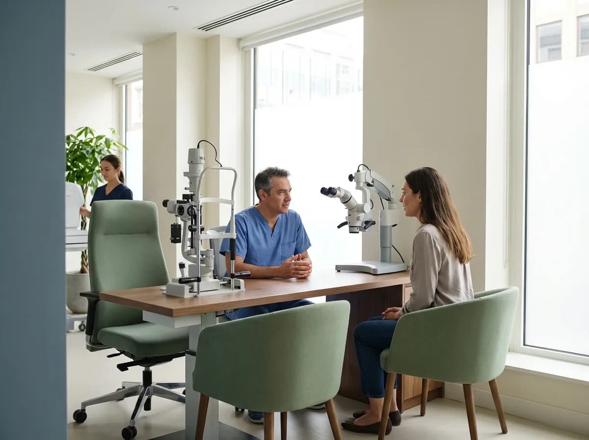 Photorealistic scene of LASIK evaluation and treatment planning
